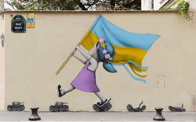 Street art in tribute to Ukraine by Seth, rue Buot