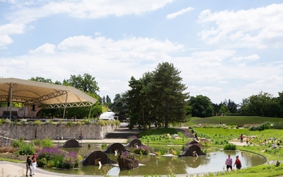 personnes se baladant dans le parc floral